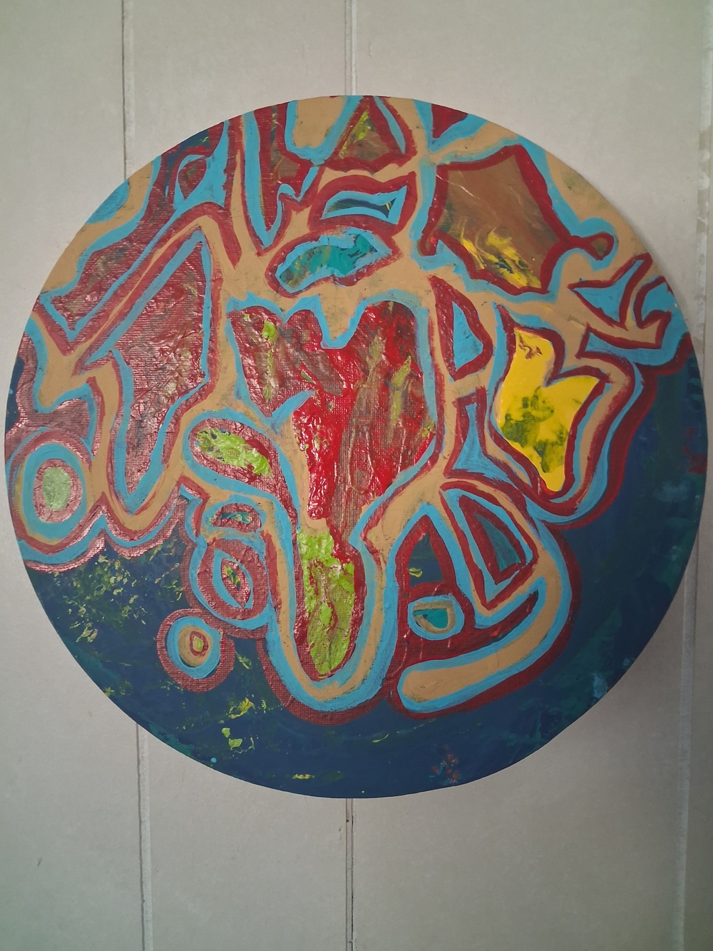 Abstract Circular Wall Art "Holy Spirit Around The World" by Maribel Vera Bruno